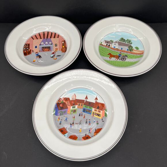 Design Naif by Villeroy & Boch 8” rimmed soup cereal bowls - Lot of 6 - Picture 3 of 6